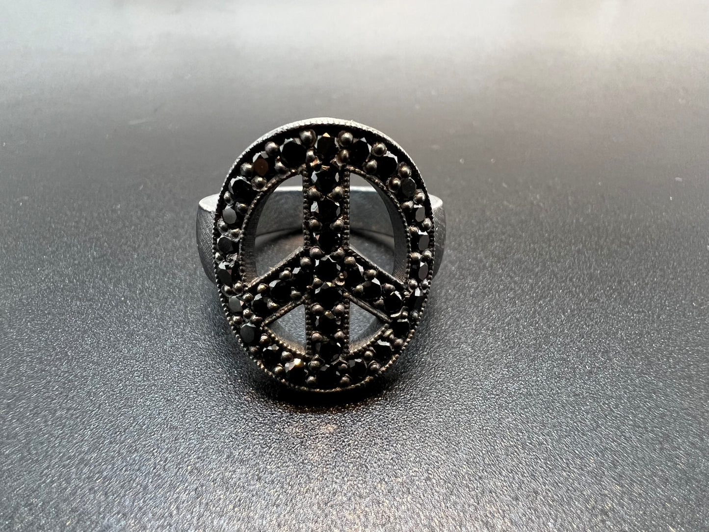 Black Diamond Peace Ring