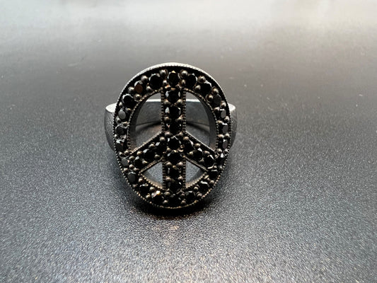 Black Diamond Peace Ring