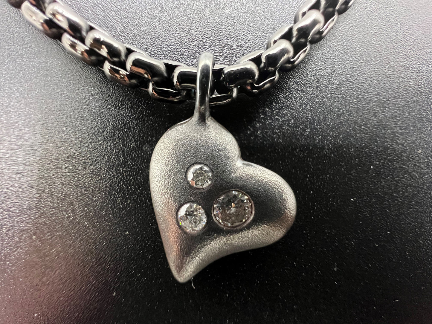 Diamond Heart Pendant Silver