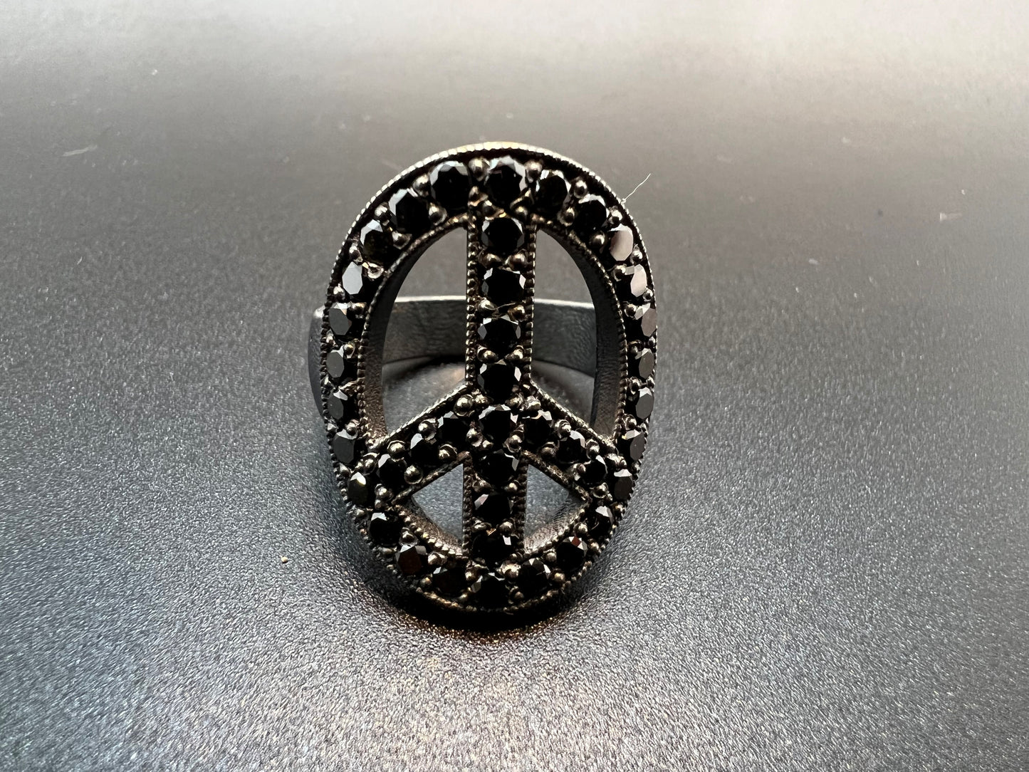 Black Diamond Peace Ring - Large